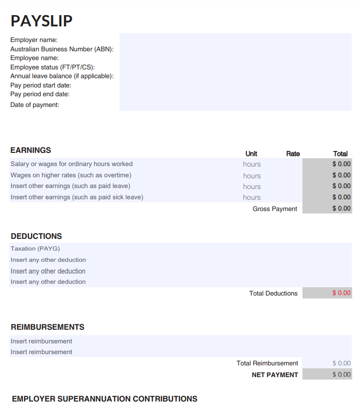 Free Payslip Generator Australian Payslip Template (Download PDF)